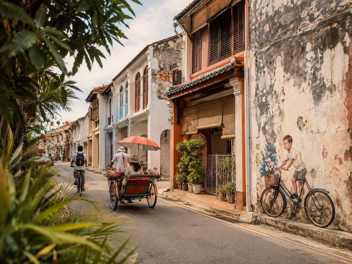 George Town heritage core with colonial facades and tropical street colour